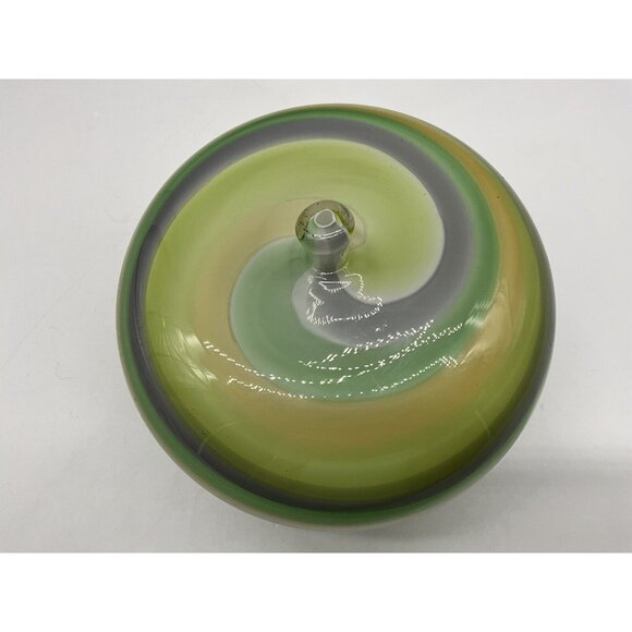 Art Glass Apple Figurine Vintage 1960's Made in Japan Green,Yellow,Orange Swirl - Picture 15 of 16